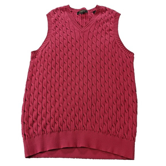 Bobby Jones Collection Red Golf Cable Knit Sweater Made in‎ Hong Kong Medium - Picture 1 of 7
